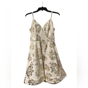 B Darlin juniors Cream Dress with Gold Accents